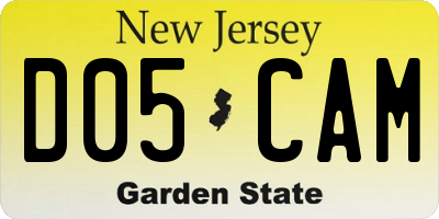 NJ license plate D05CAM