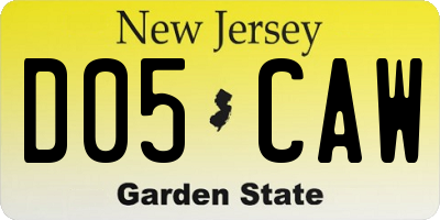 NJ license plate D05CAW