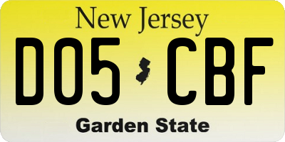 NJ license plate D05CBF