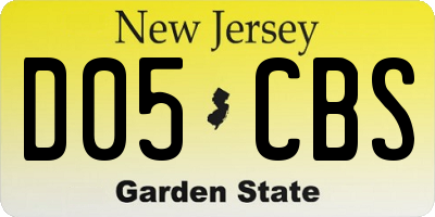 NJ license plate D05CBS