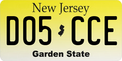 NJ license plate D05CCE