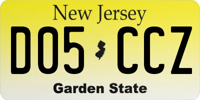 NJ license plate D05CCZ