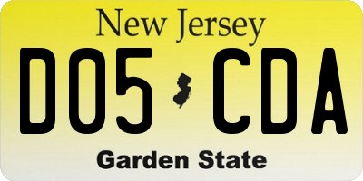 NJ license plate D05CDA