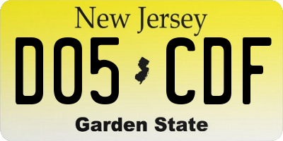 NJ license plate D05CDF