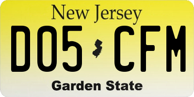 NJ license plate D05CFM