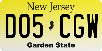 NJ license plate D05CGW
