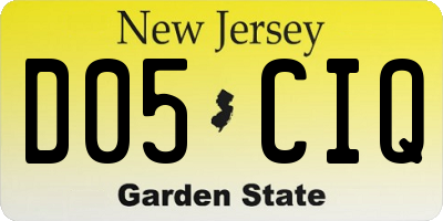 NJ license plate D05CIQ