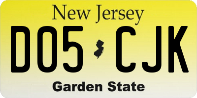 NJ license plate D05CJK