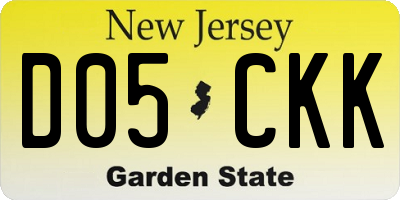 NJ license plate D05CKK