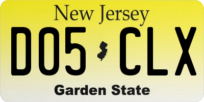 NJ license plate D05CLX