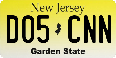NJ license plate D05CNN