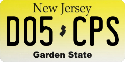 NJ license plate D05CPS