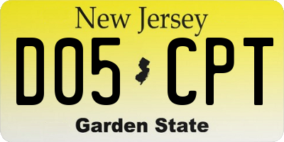 NJ license plate D05CPT