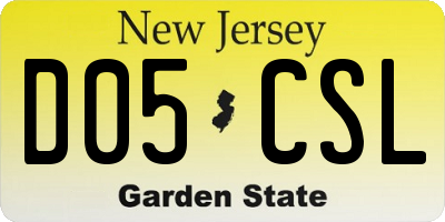 NJ license plate D05CSL