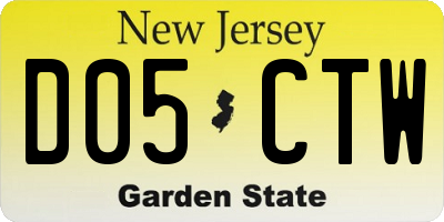 NJ license plate D05CTW