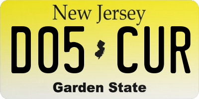 NJ license plate D05CUR