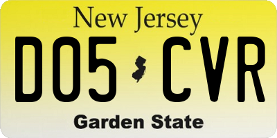 NJ license plate D05CVR