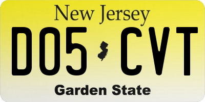 NJ license plate D05CVT