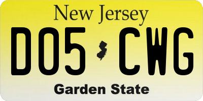 NJ license plate D05CWG