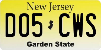 NJ license plate D05CWS