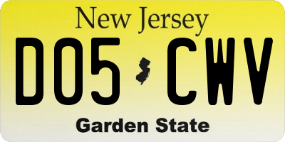 NJ license plate D05CWV