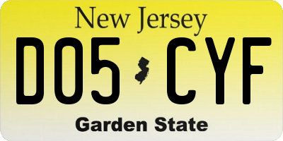 NJ license plate D05CYF