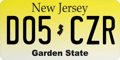 NJ license plate D05CZR