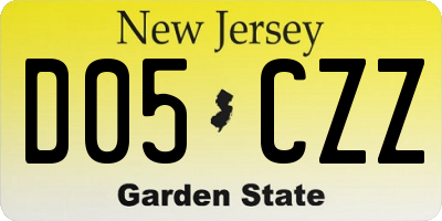 NJ license plate D05CZZ