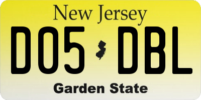 NJ license plate D05DBL