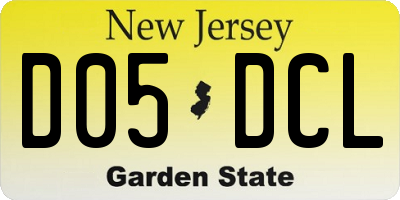 NJ license plate D05DCL