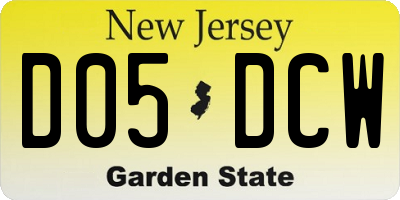 NJ license plate D05DCW