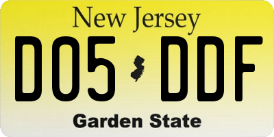 NJ license plate D05DDF