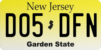 NJ license plate D05DFN
