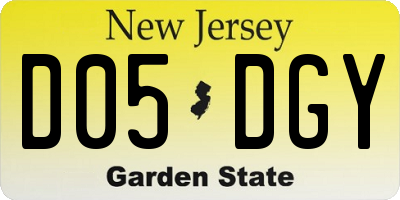 NJ license plate D05DGY