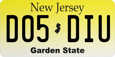 NJ license plate D05DIU