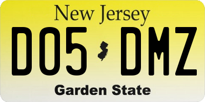 NJ license plate D05DMZ