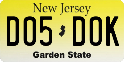 NJ license plate D05DOK
