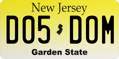 NJ license plate D05DOM