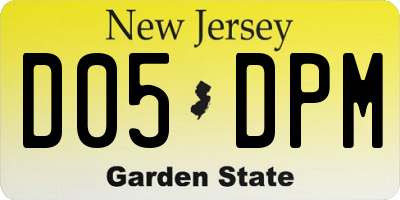 NJ license plate D05DPM