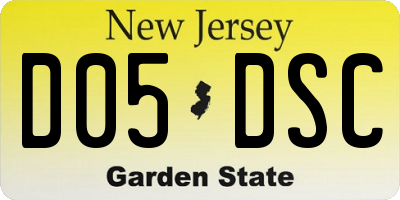 NJ license plate D05DSC