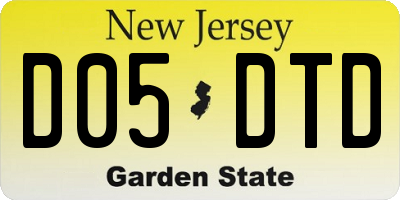 NJ license plate D05DTD