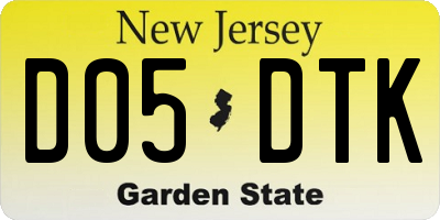 NJ license plate D05DTK