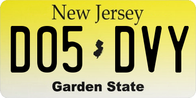 NJ license plate D05DVY