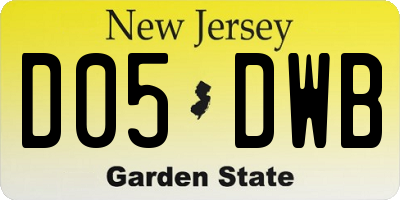NJ license plate D05DWB
