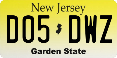 NJ license plate D05DWZ