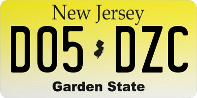 NJ license plate D05DZC