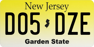 NJ license plate D05DZE