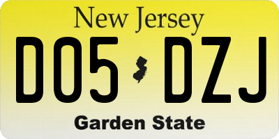 NJ license plate D05DZJ