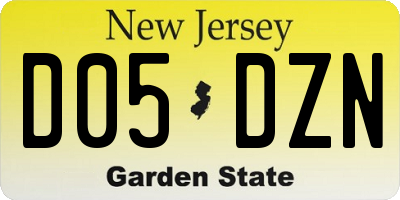 NJ license plate D05DZN