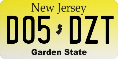 NJ license plate D05DZT